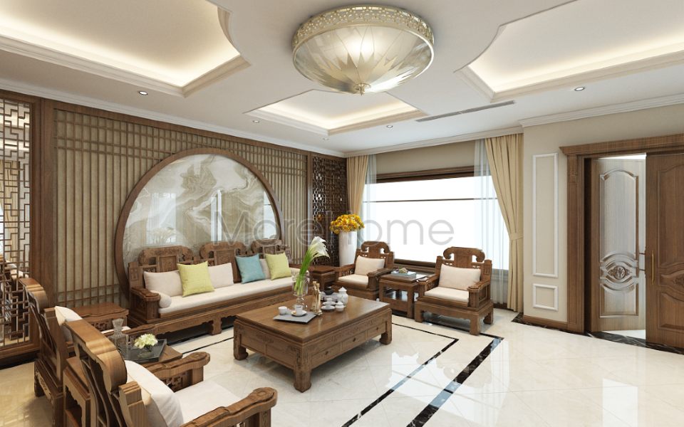 Thiết kế nội thất phòng khách biệt thự Riverside Nguyễn Duy Trinh